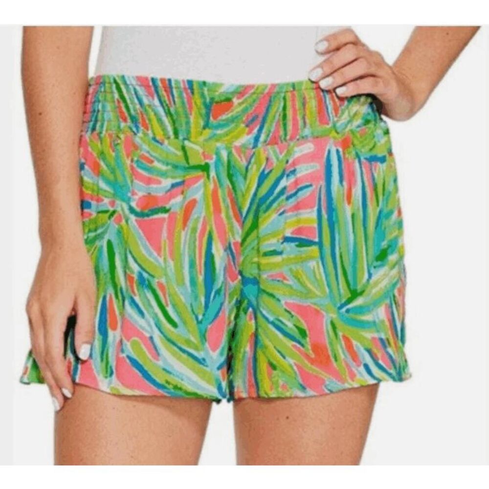 Lilly Pulitzer Kat‎ Shorts Tiki Pink Elastic Waist Lightweight Gauzy Size Small